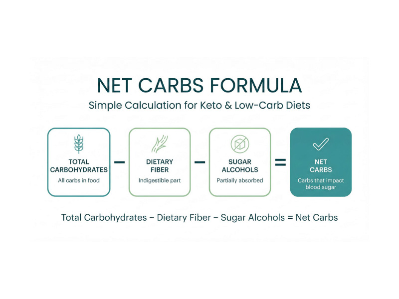 How to calculate net carbs on keto diet - total carbs minus fiber minus sugar alcohols