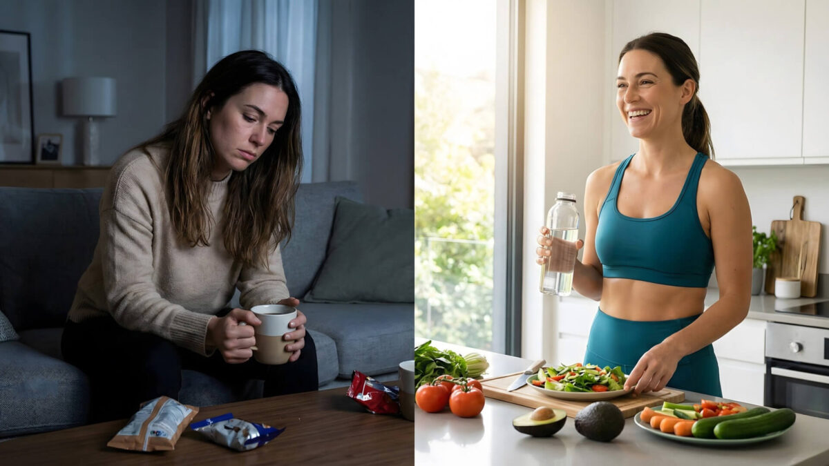 Before and after comparison showing energy improvement from keto diet for beginners